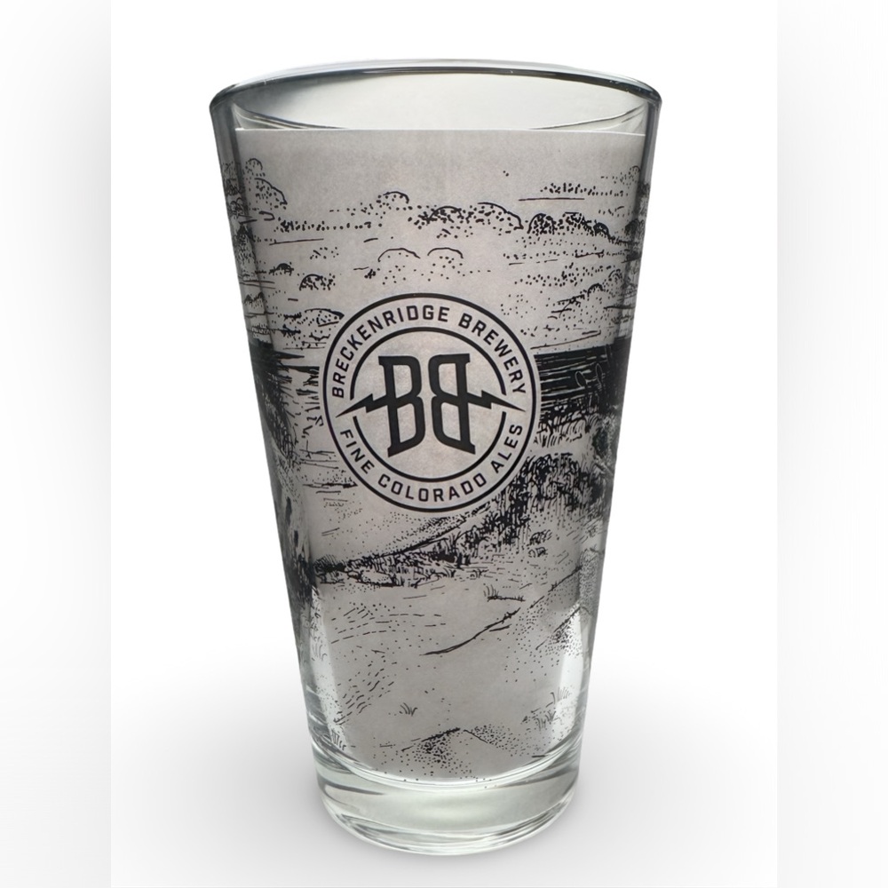 Breckenridge Brewery Clear Pint Glass with Black Scenic Logo 16 oz